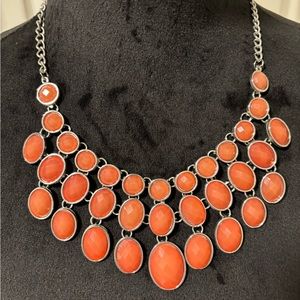 Vintage Faux Coral Bib Statement Necklace